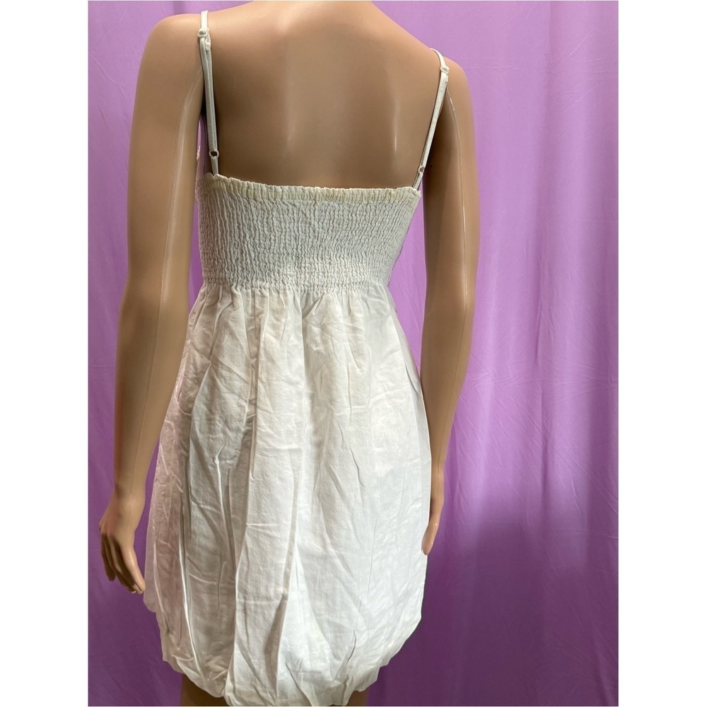 White Embroidered Floral Spaghetti Strap Smocked Mini Sundress - Picture 2 of 8